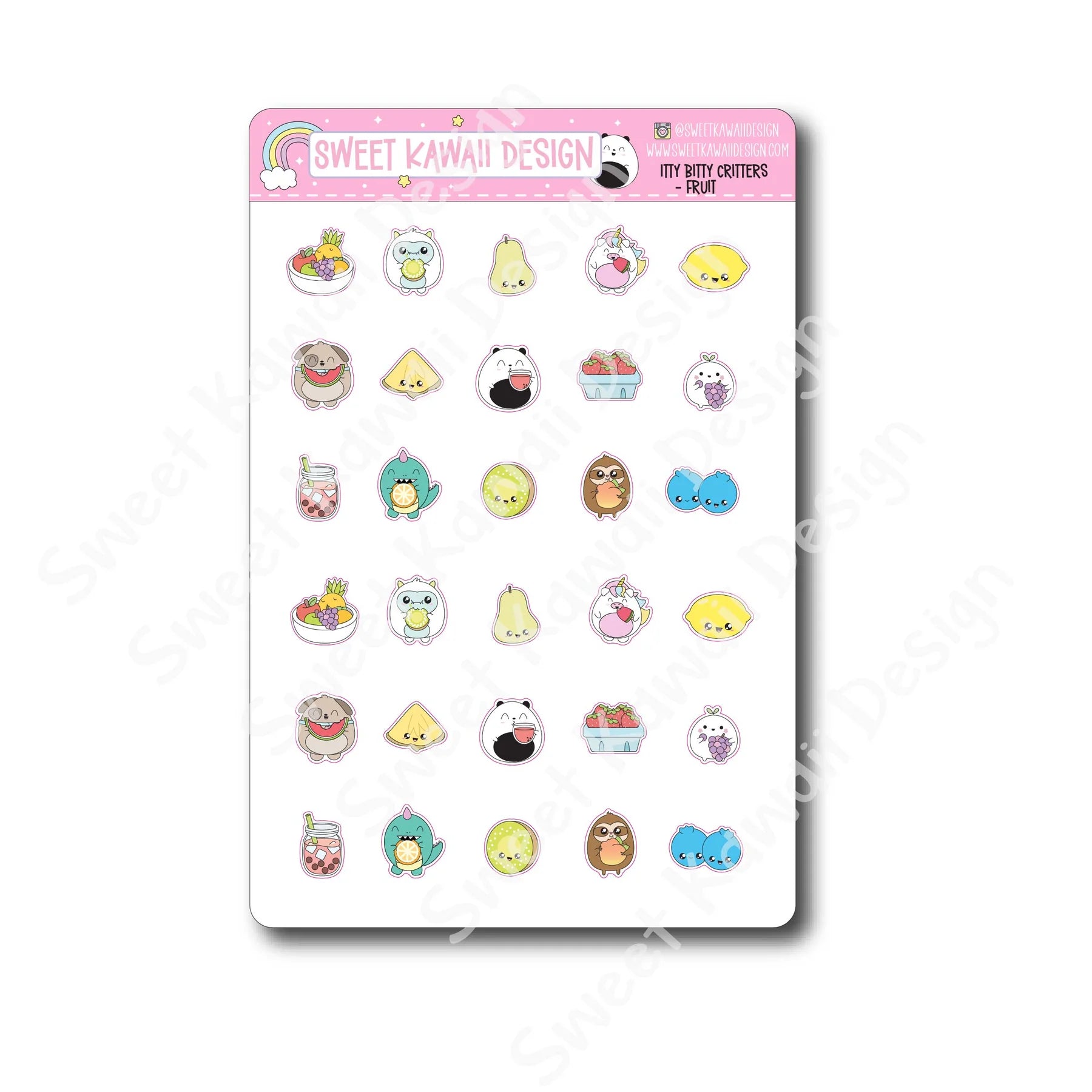 Kawaii Critter Stickers - Fruit