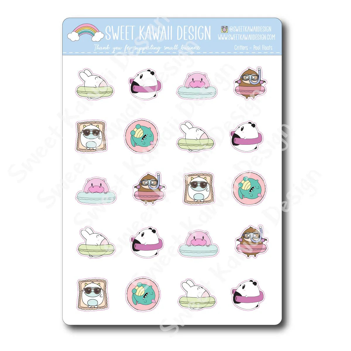 Kawaii Critter Stickers - Pool Floats