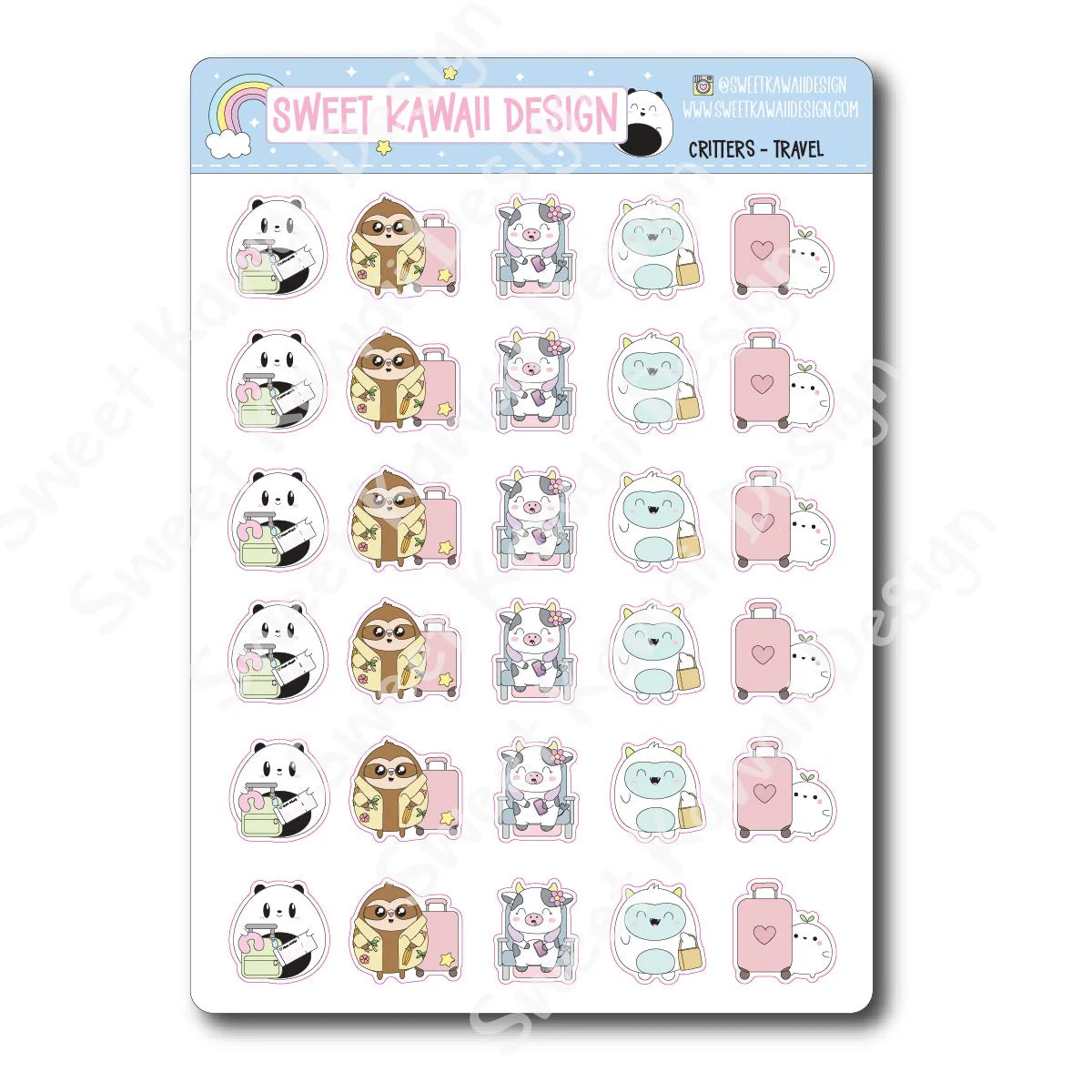 Kawaii Critter Stickers - Travel