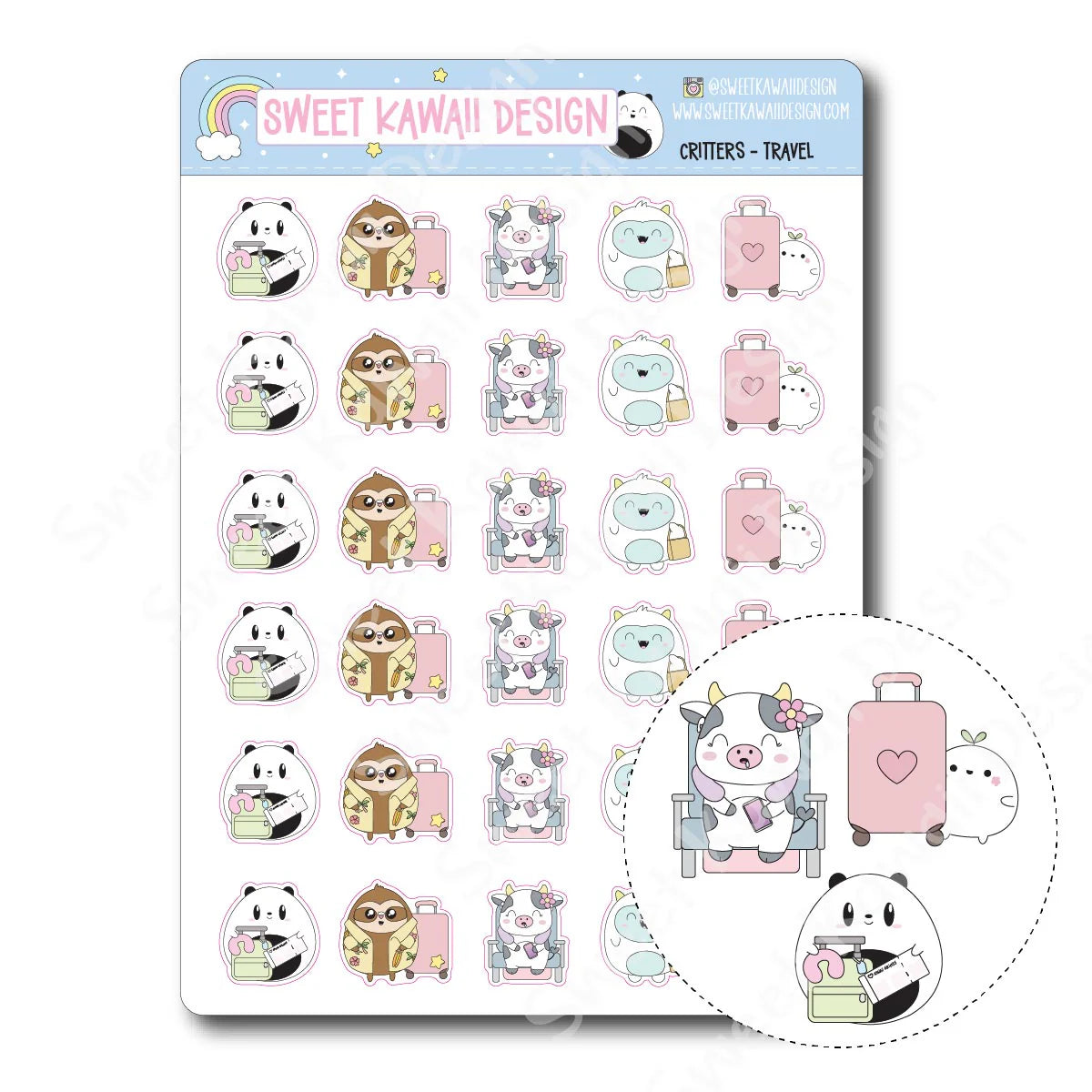 Kawaii Critter Stickers - Travel