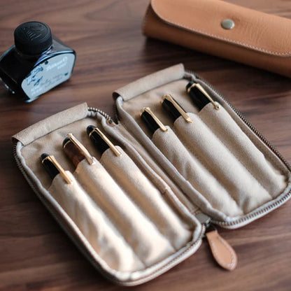 6-Slot Zip Pen Case (Tochigi Leather)