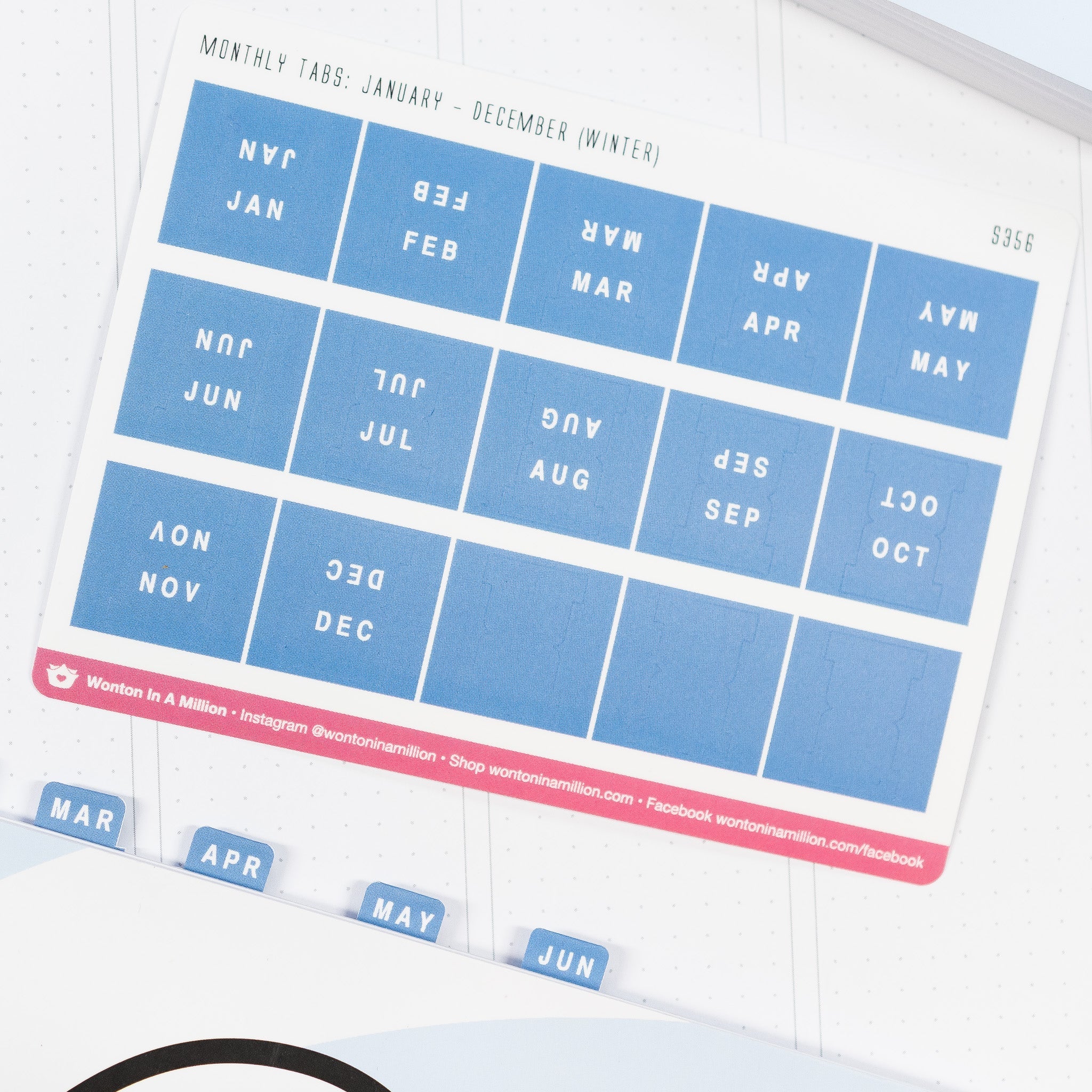 S356 | Dreamy Blue Monthly Tab Stickers