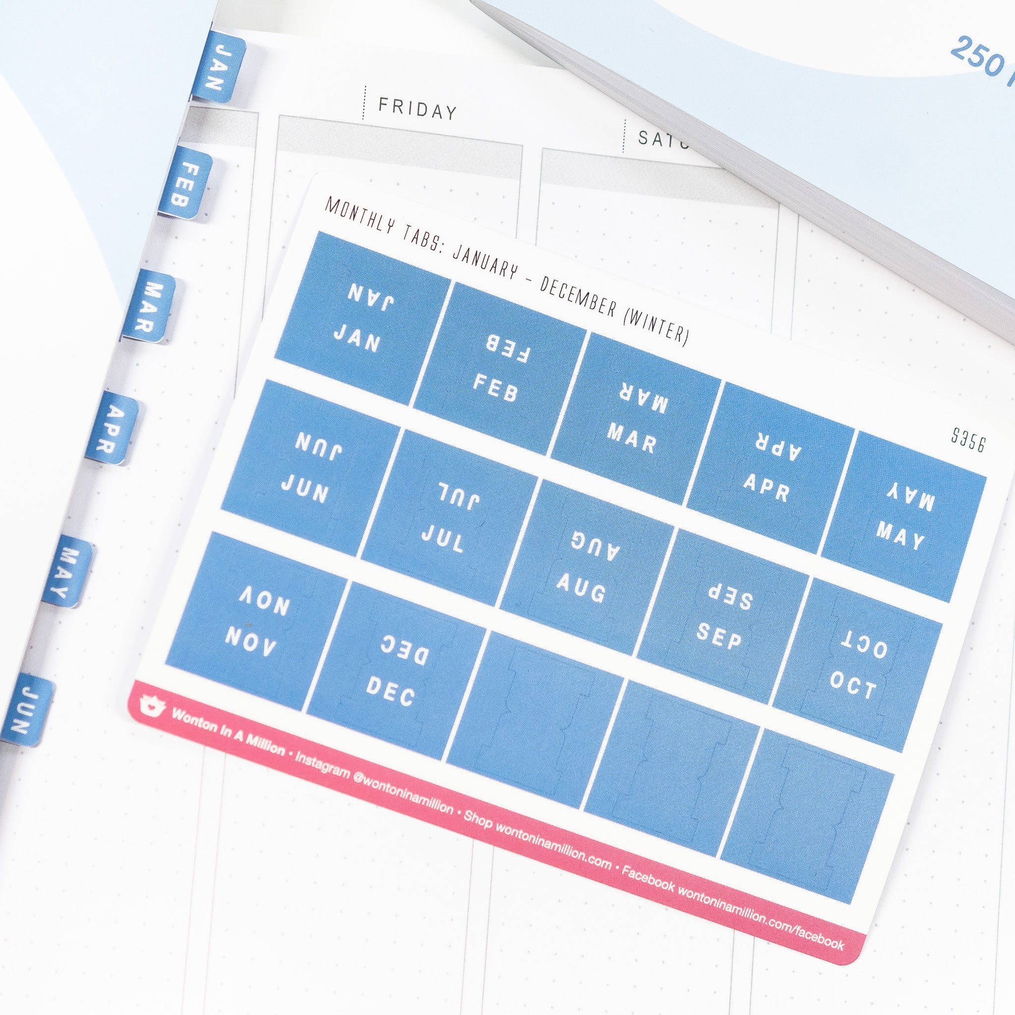 S356 | Dreamy Blue Monthly Tab Stickers