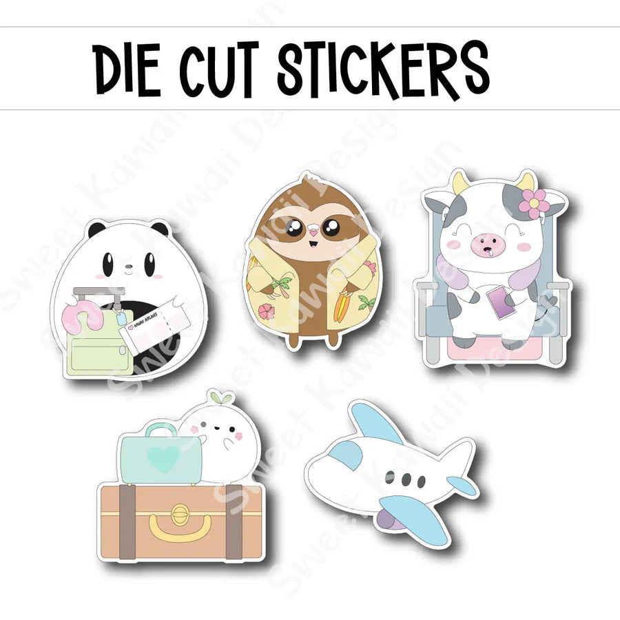 Kawaii Vacay Vibes Die Diecut Sticker Set