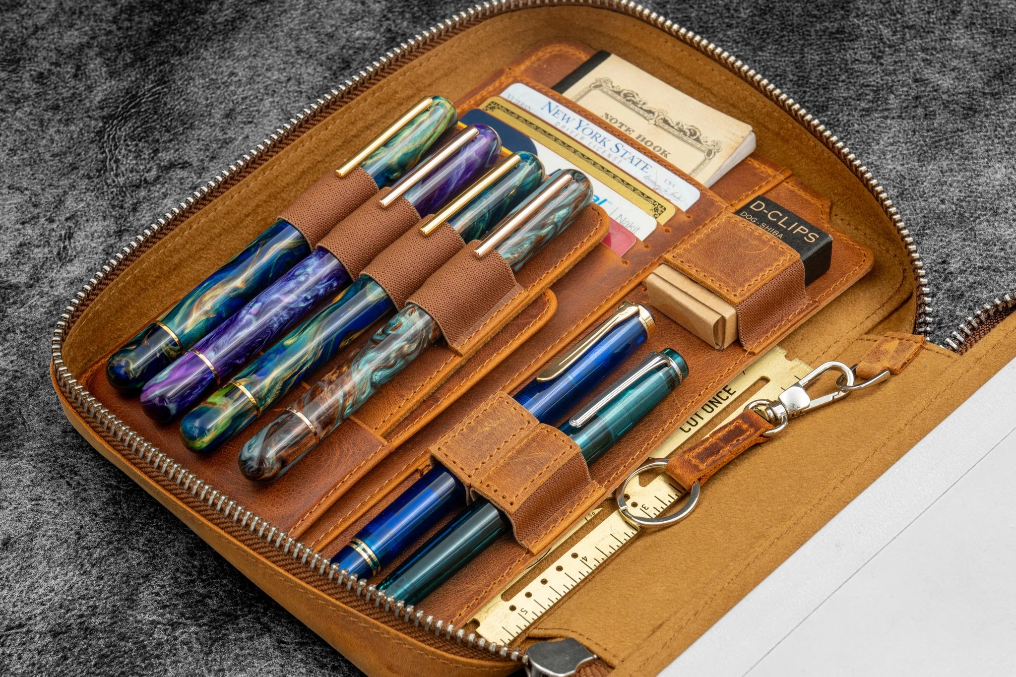 Expansi-Folio Leather Wide A5 Zip Folio - C. H. Brown