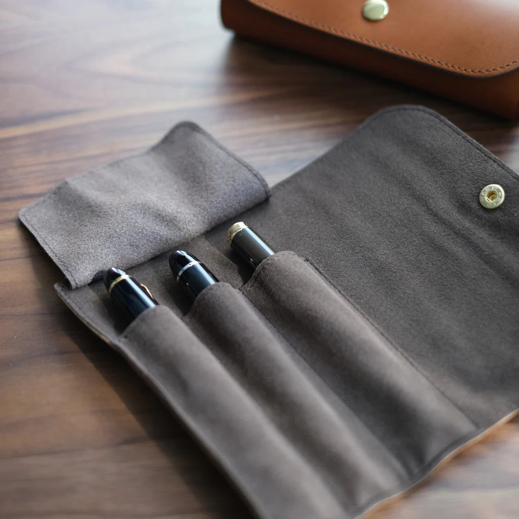 3-Slot Roll Pen Case (Tochigi Leather)