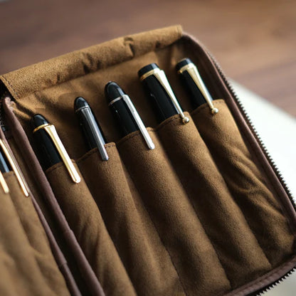 10-Slot Zip Pen Case (Tochigi Leather)