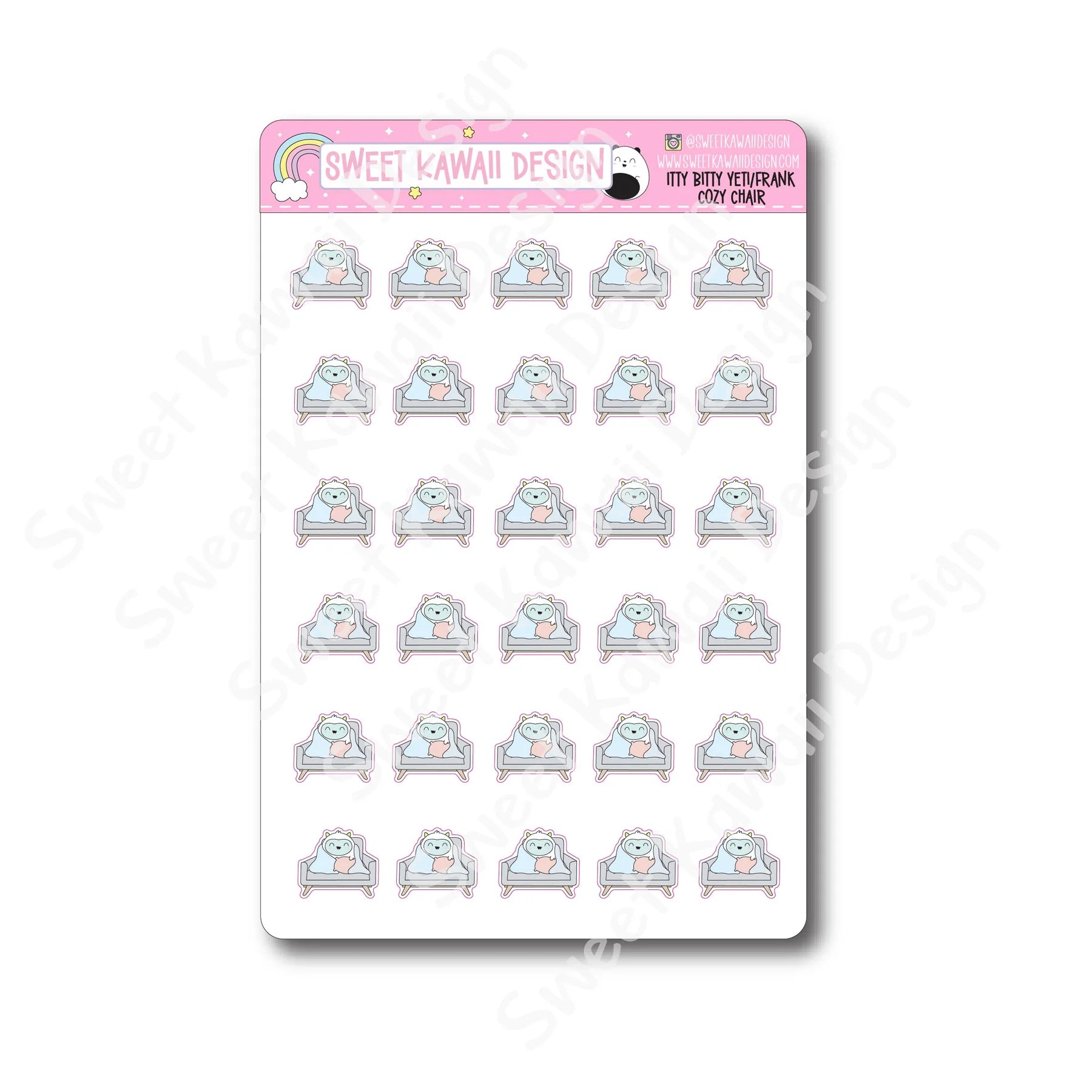 Kawaii Yeti (Frank) Stickers - Cozy Chair