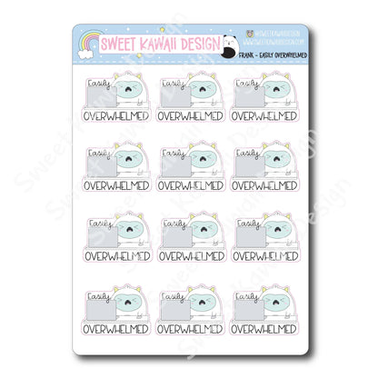 Kawaii Yeti (Frank) Stickers - Easily Overwhelmed