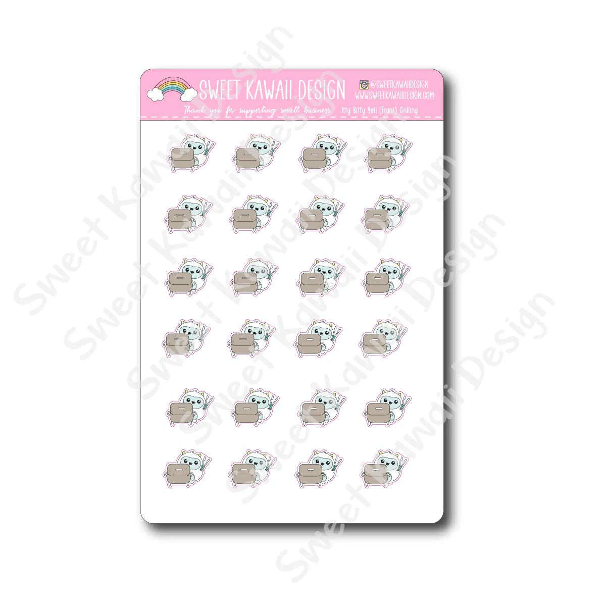 Kawaii Yeti Stickers - Grilling