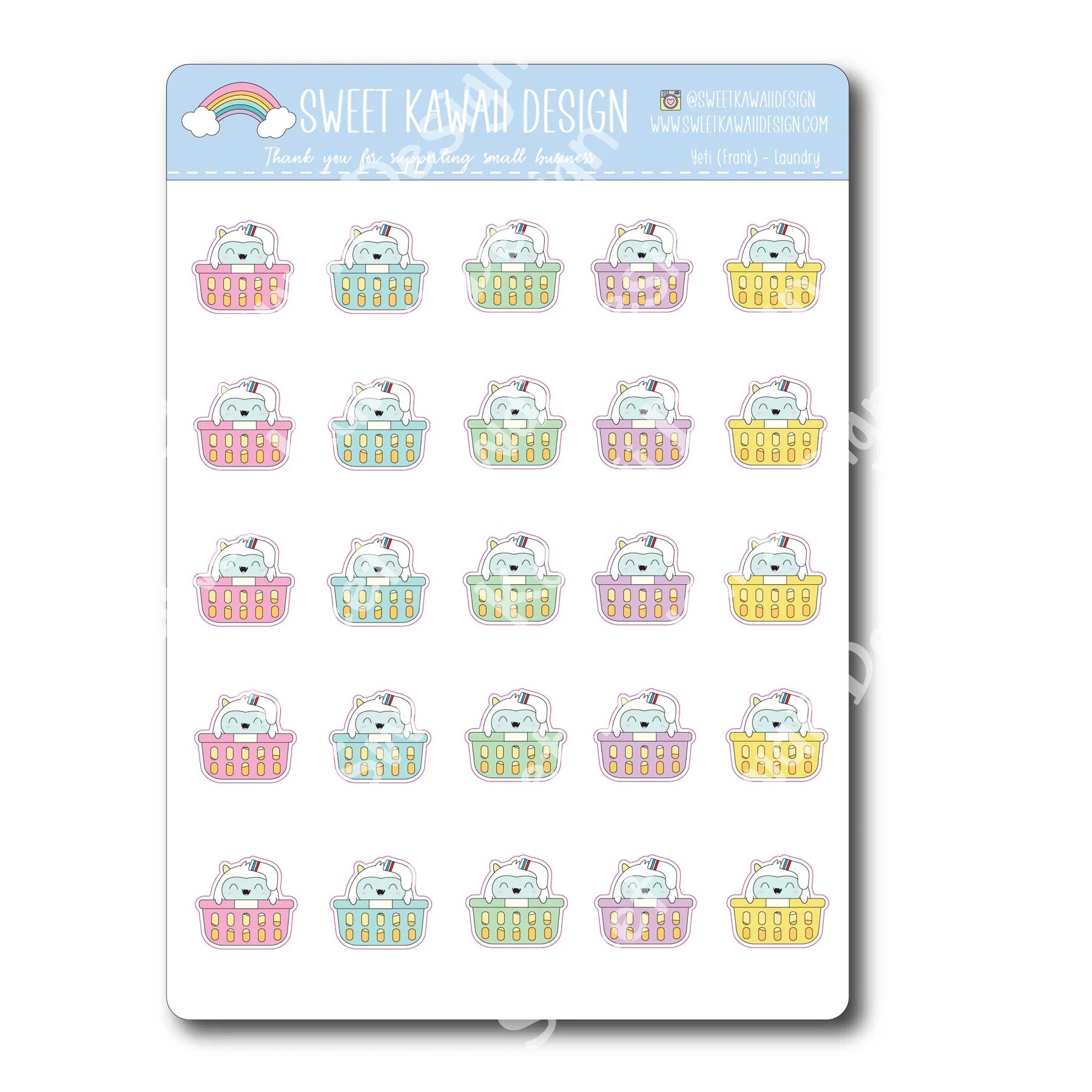 Kawaii Yeti Stickers - Laundry