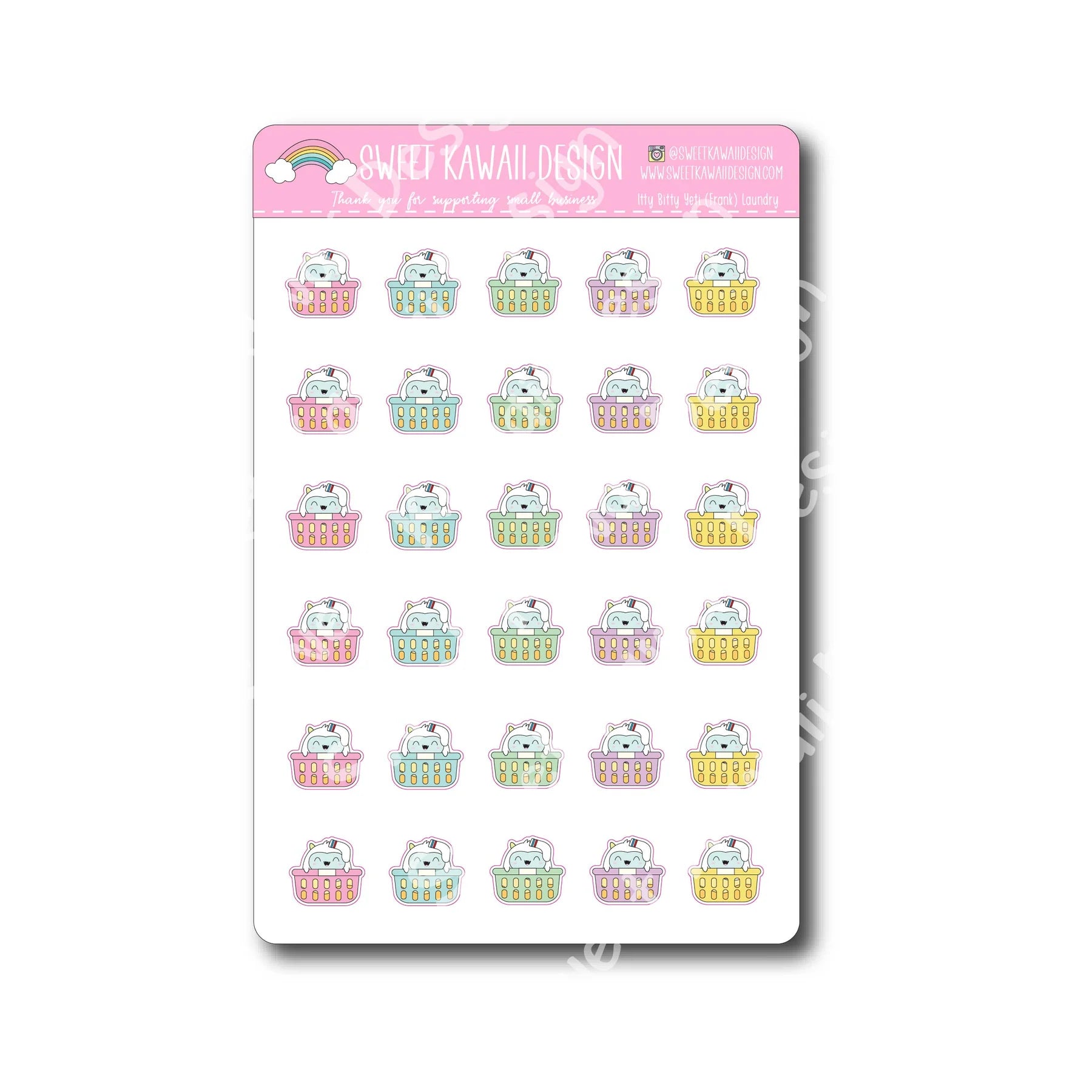 Kawaii Yeti Stickers - Laundry