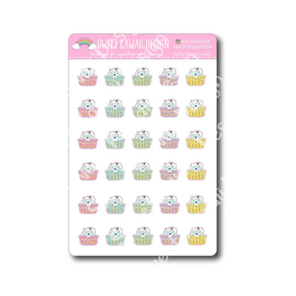 Kawaii Yeti Stickers - Laundry