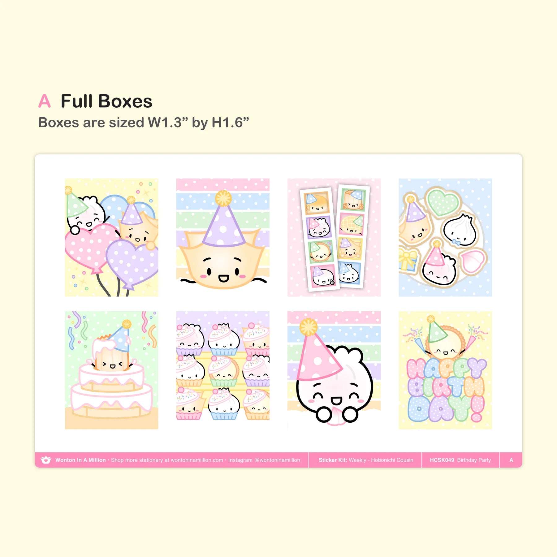 Birthday Party Weekly Sticker Kit (Hobonichi Cousin)