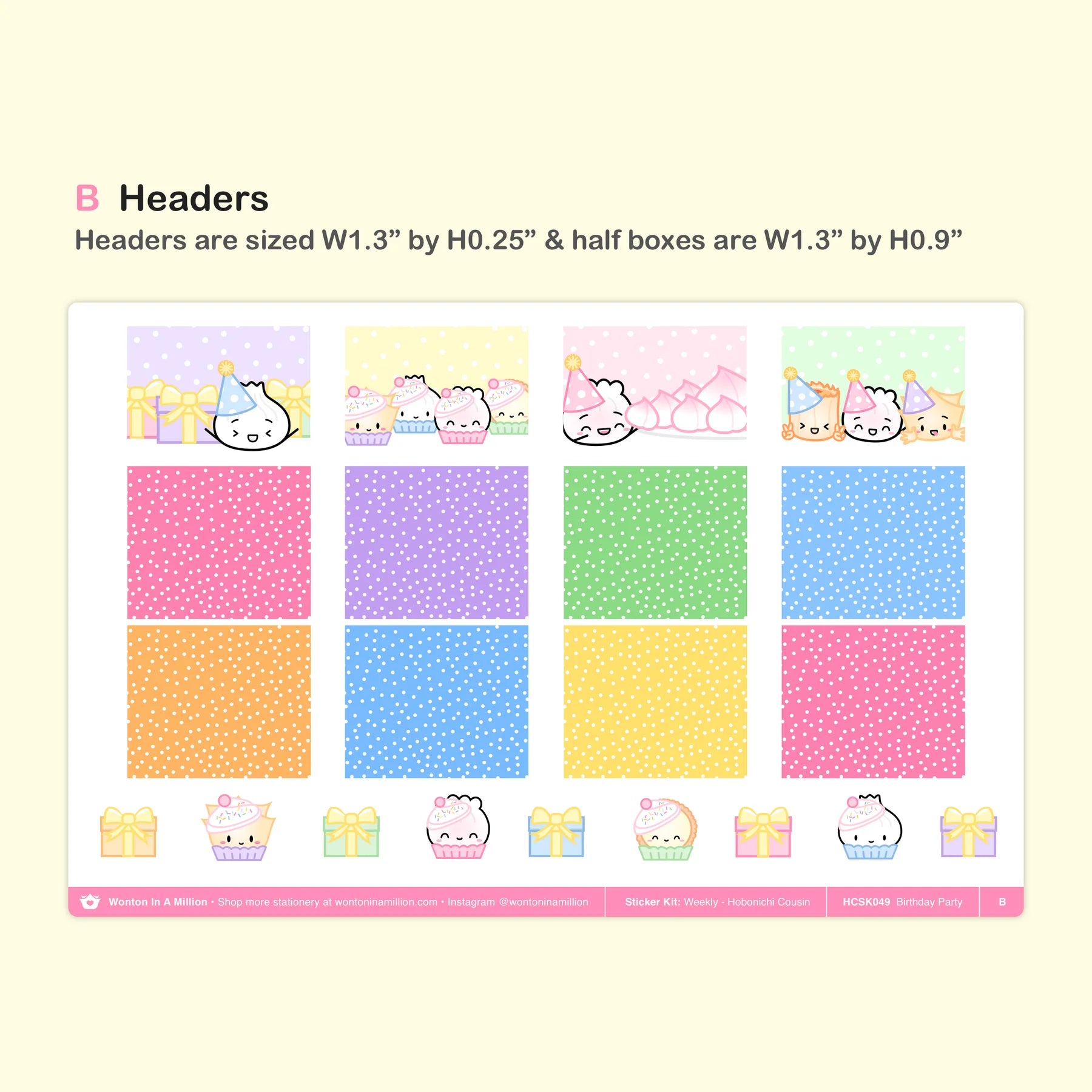 Birthday Party Weekly Sticker Kit (Hobonichi Cousin)