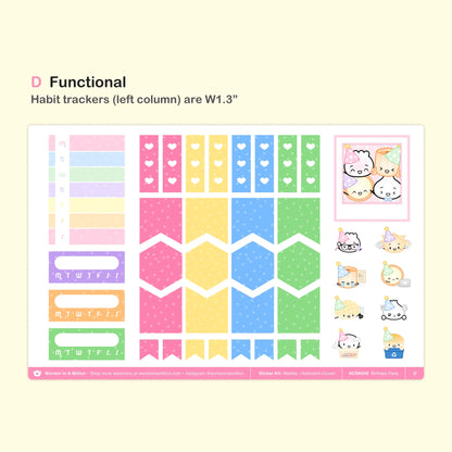 Birthday Party Weekly Sticker Kit (Hobonichi Cousin)
