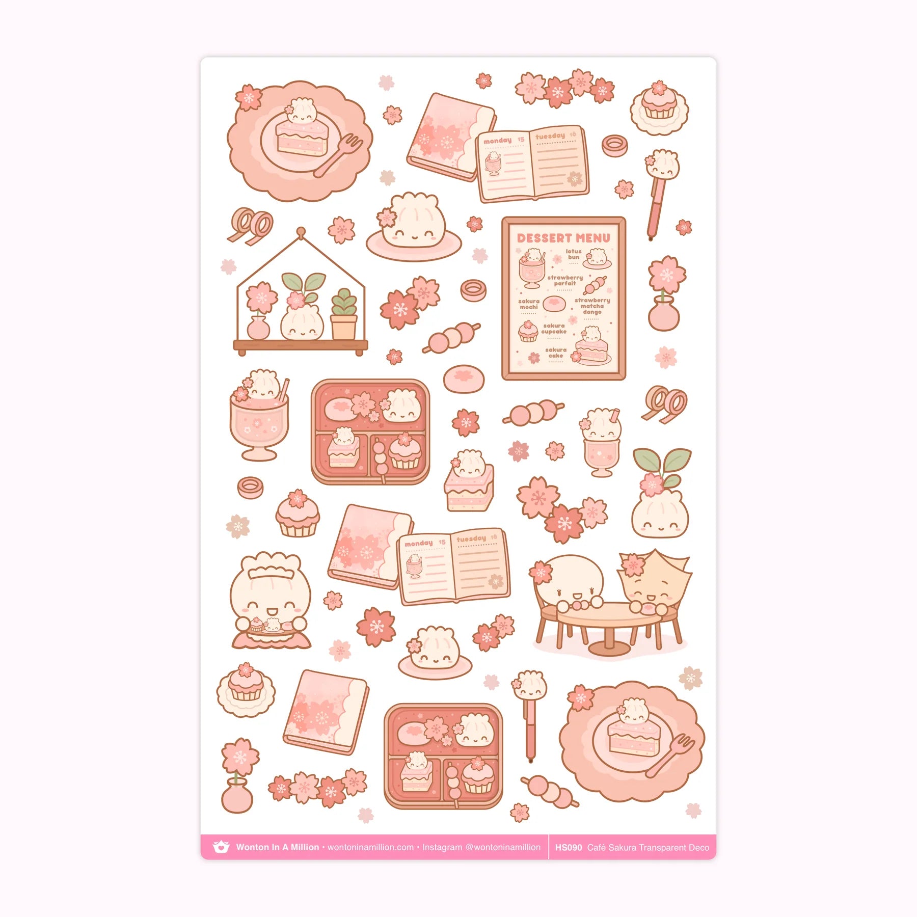 Café Sakura Deco Transparent Stickers