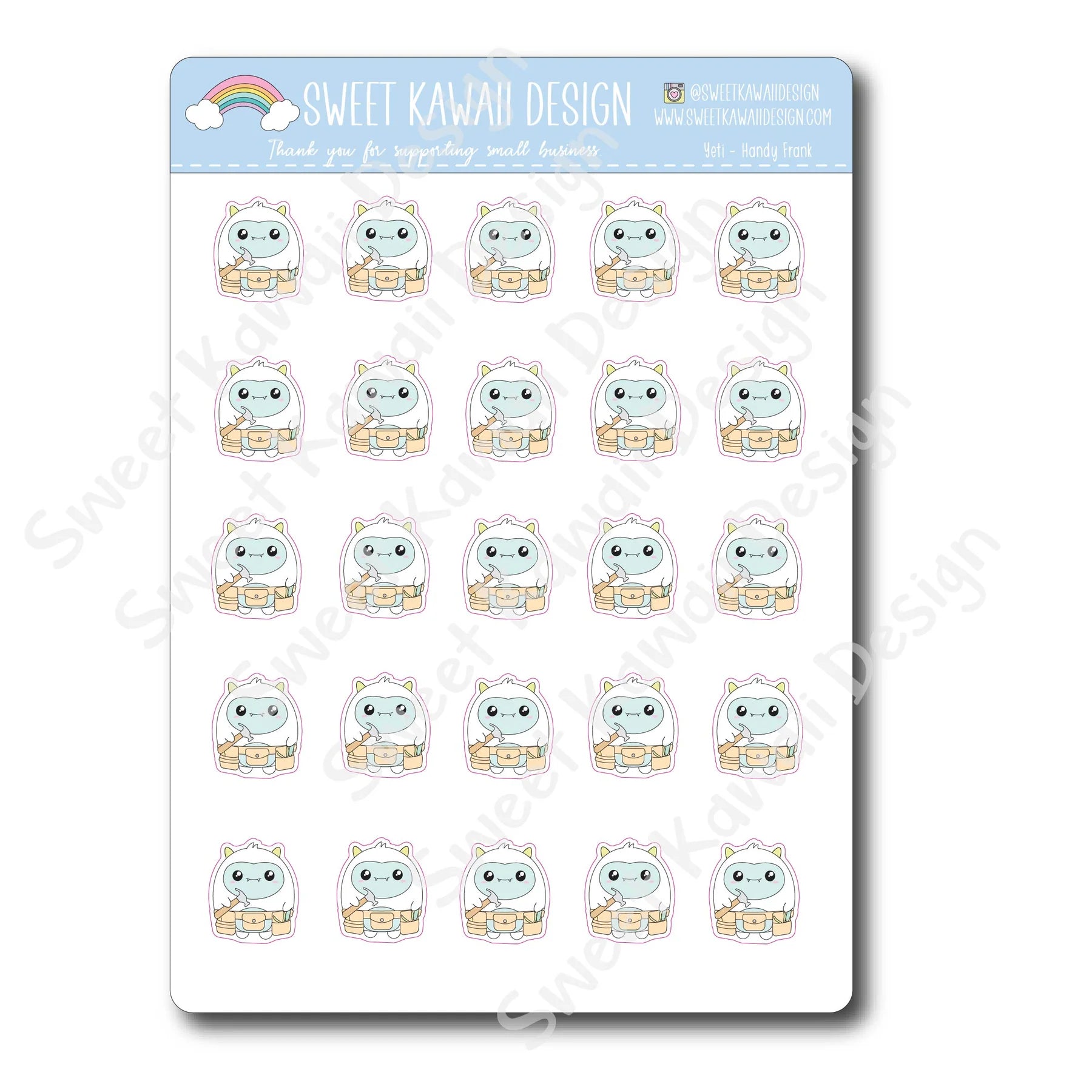 Kawaii Yeti Stickers - Handy Frank