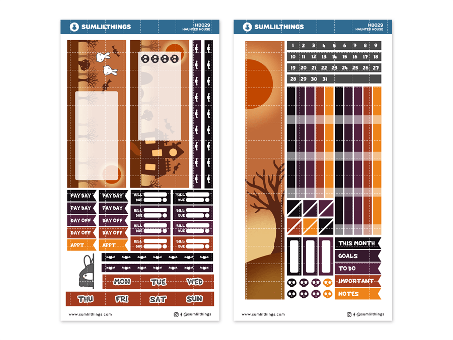 Hobonichi WEEKS Kit - Haunted House - Monthly View