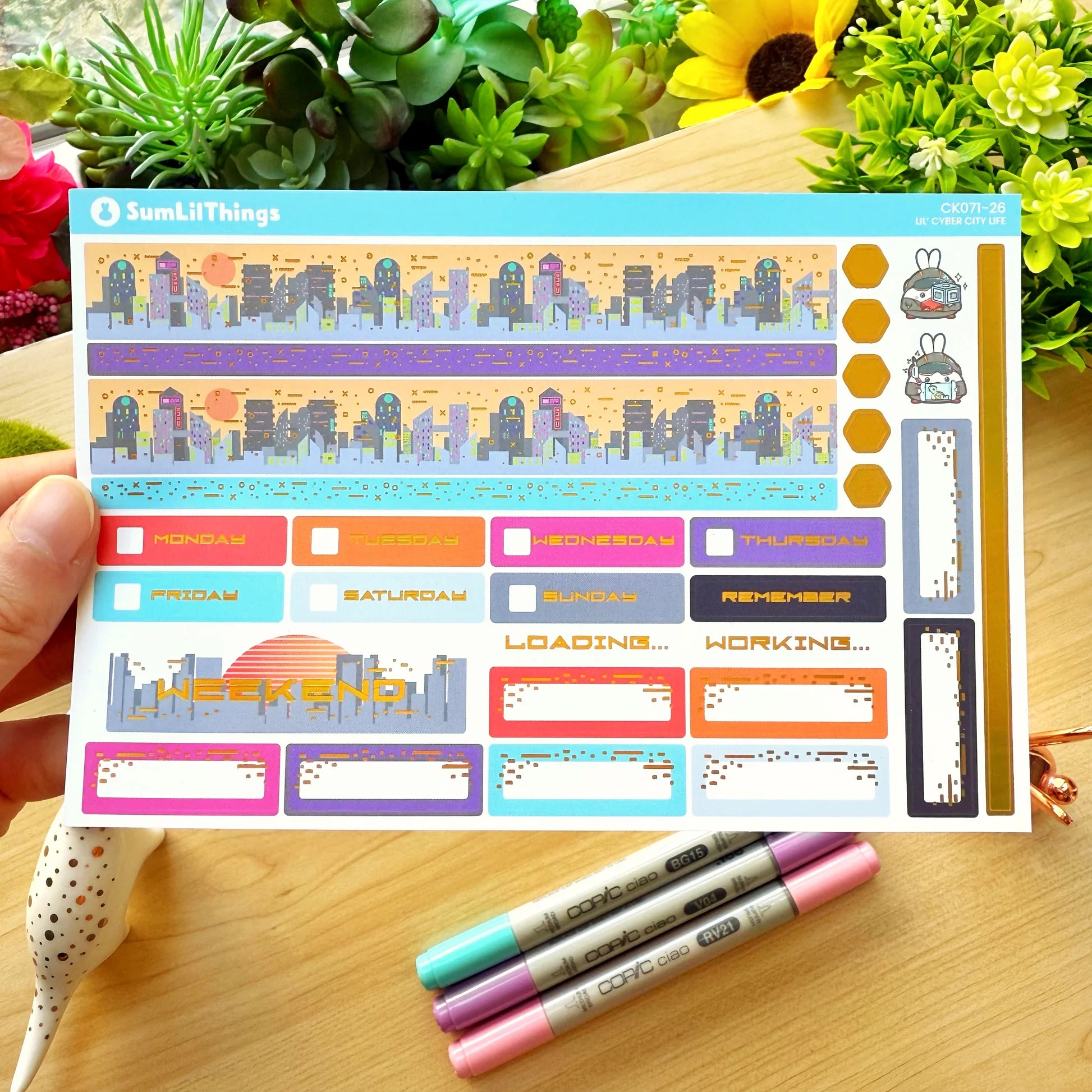 Hobonichi COUSIN - Lil' Cyber City Life - Holo Gold Foil