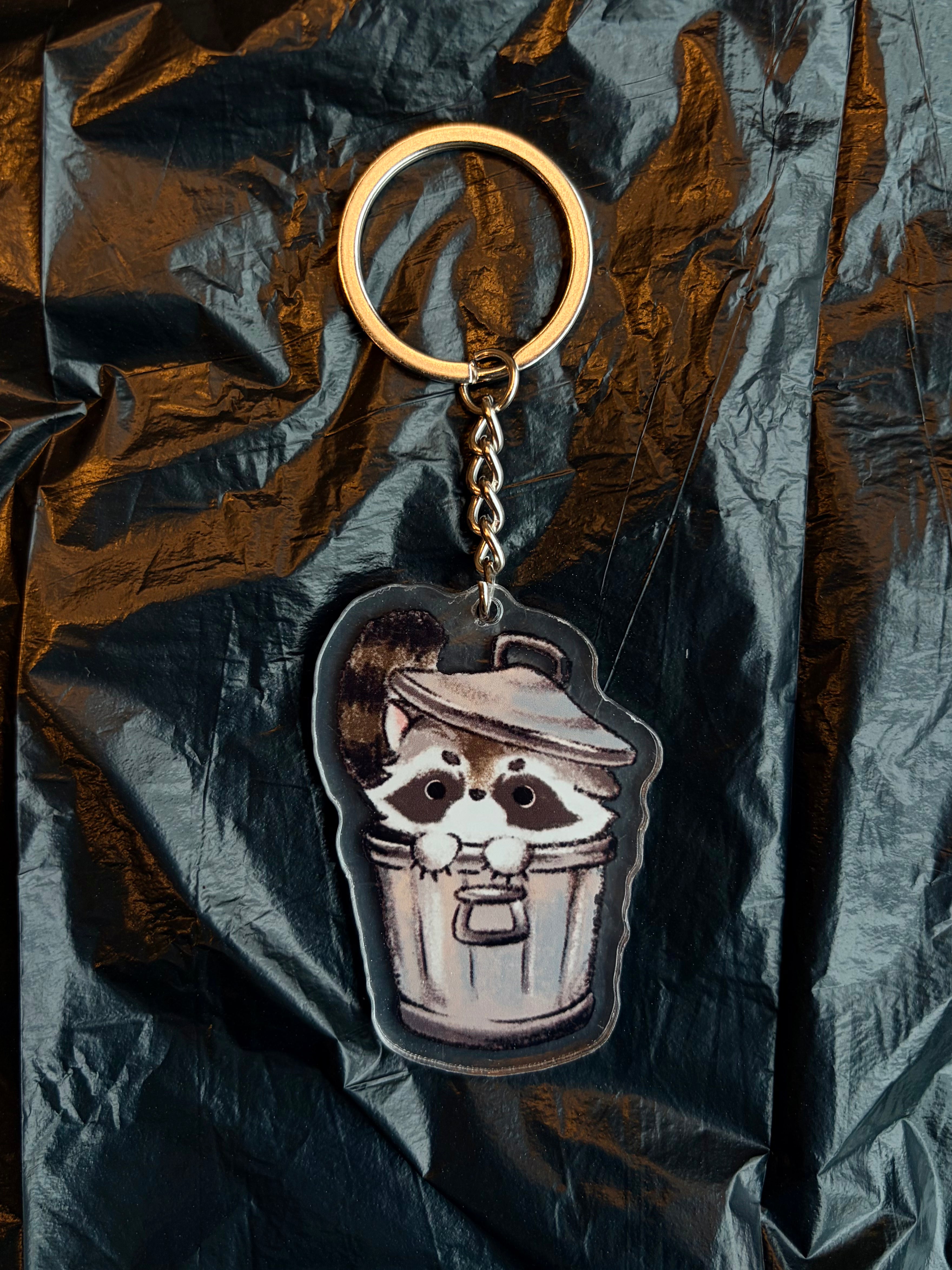 Raccoon Trash Keychain