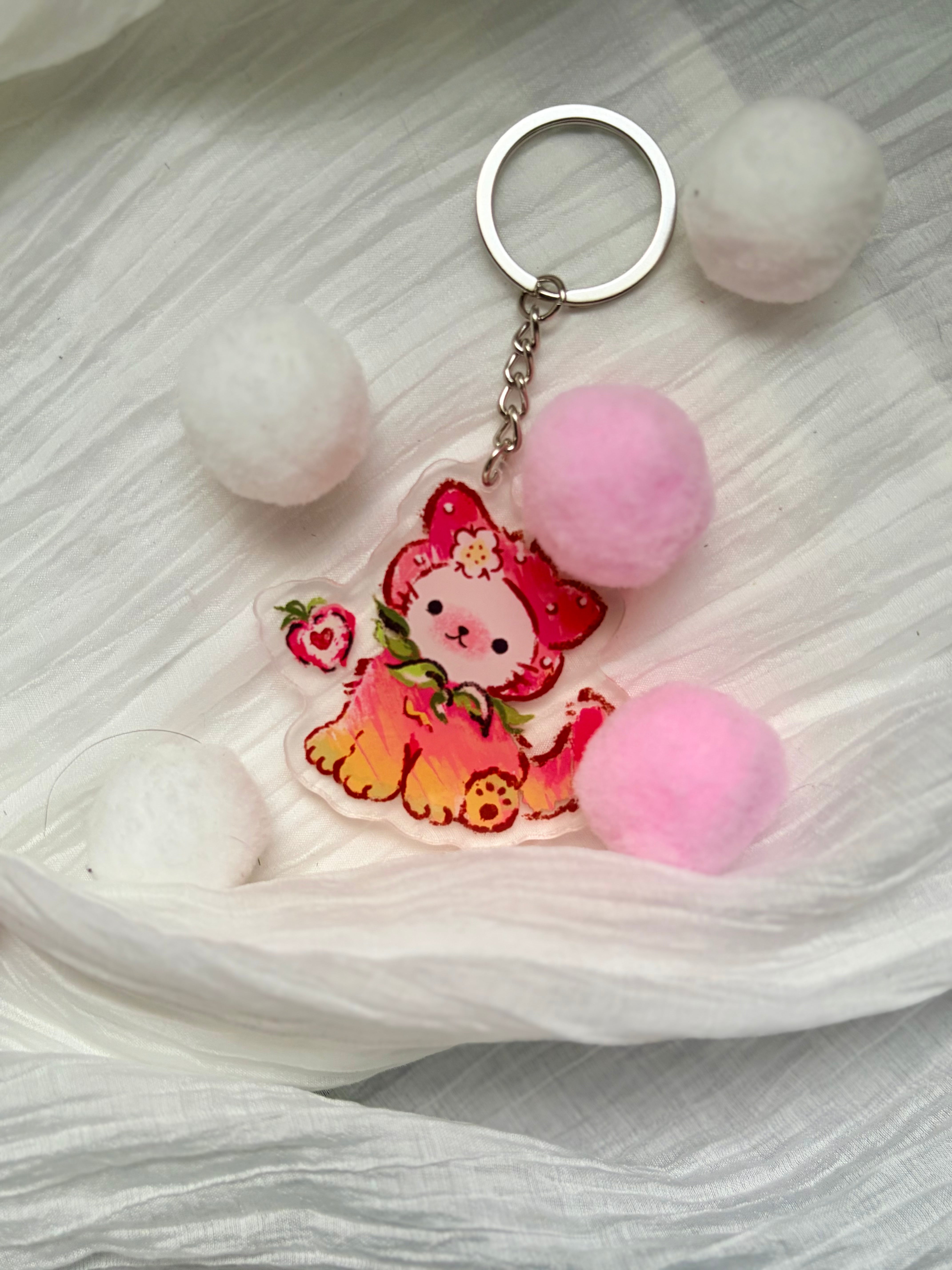 Strawberry Cat Keychain