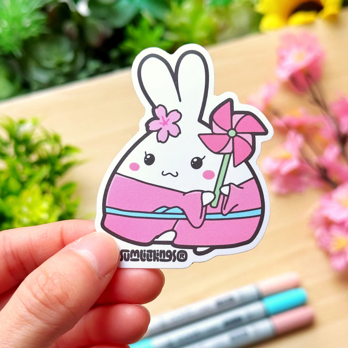 Vinyl Sticker - Sakura Mimi with Pinwheel