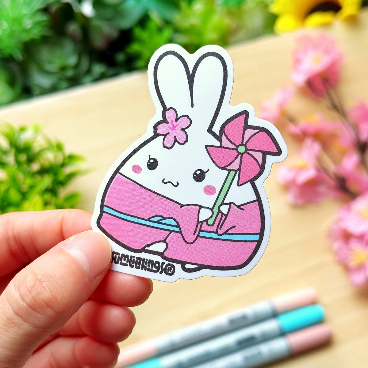 Vinyl Sticker - Sakura Mimi with Pinwheel