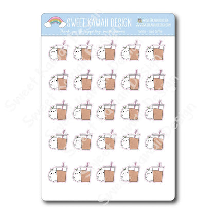 Kawaii Konnie Stickers - Iced Coffee