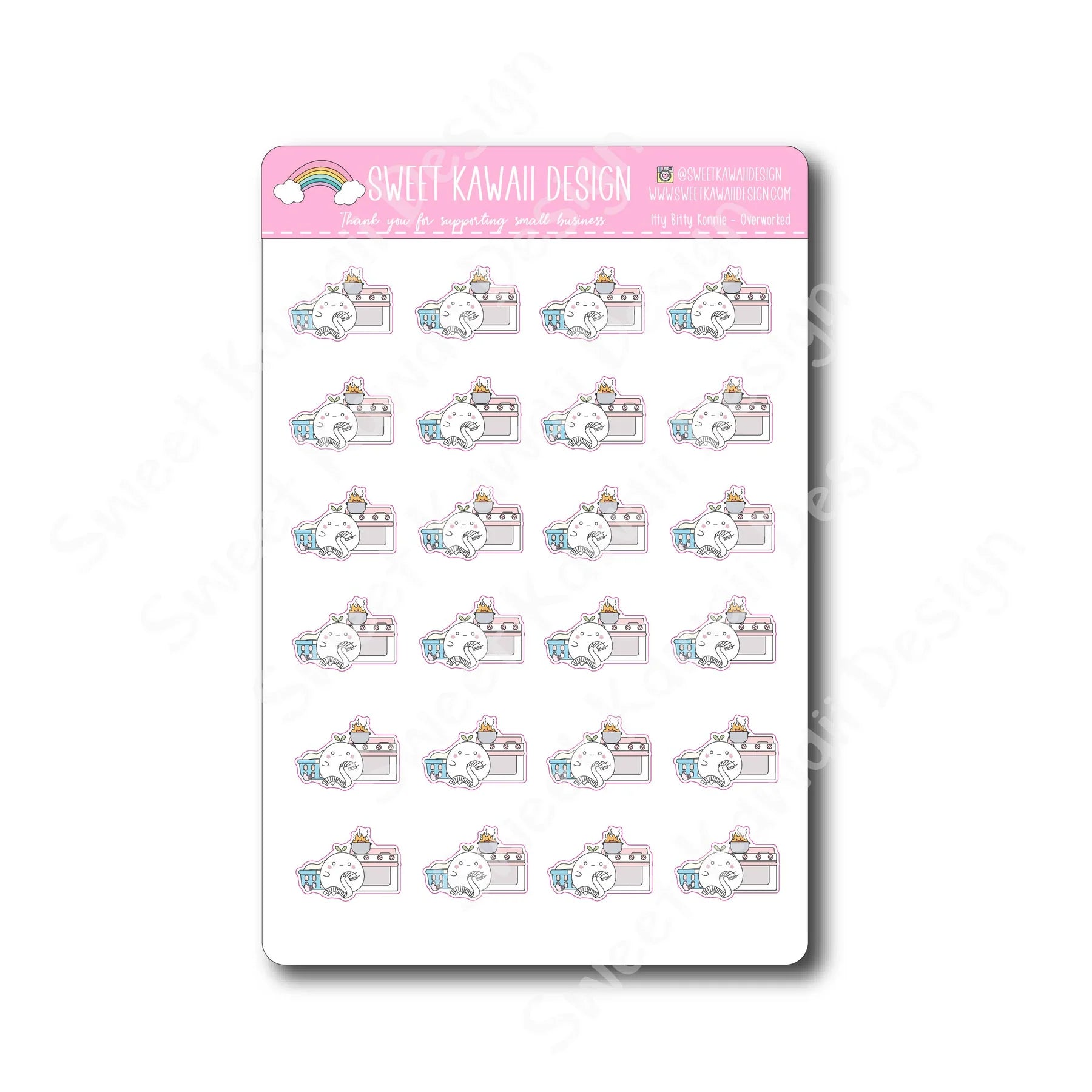 Kawaii Konnie Stickers - Overworked