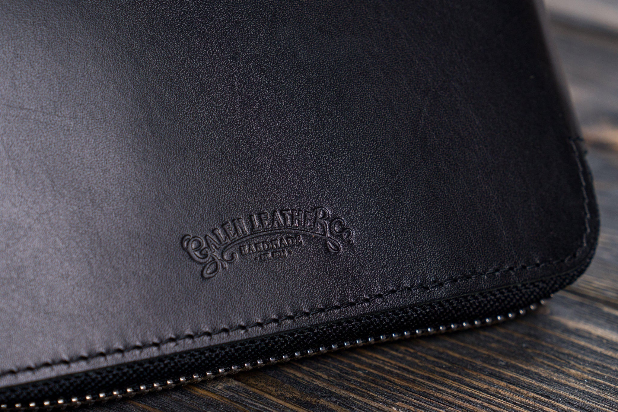 Leather Zippered A5 Notebook Folio - Black