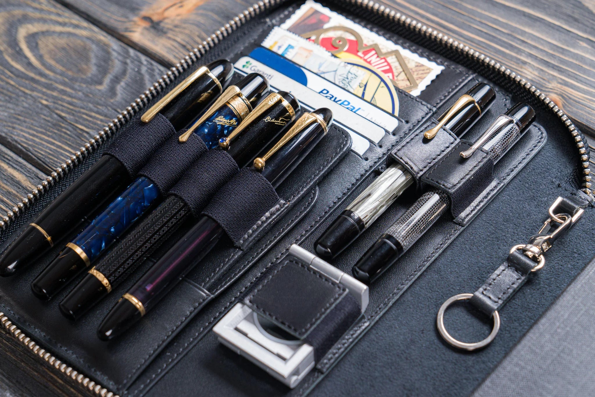 Leather Zippered A5 Notebook Folio - Black