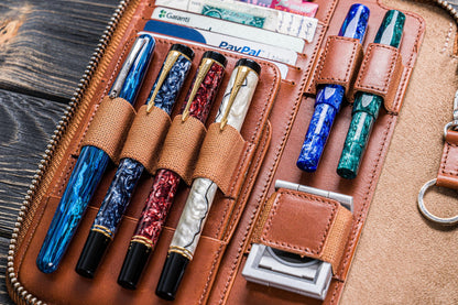 Leather Zippered A5 Notebook Folio - Brown