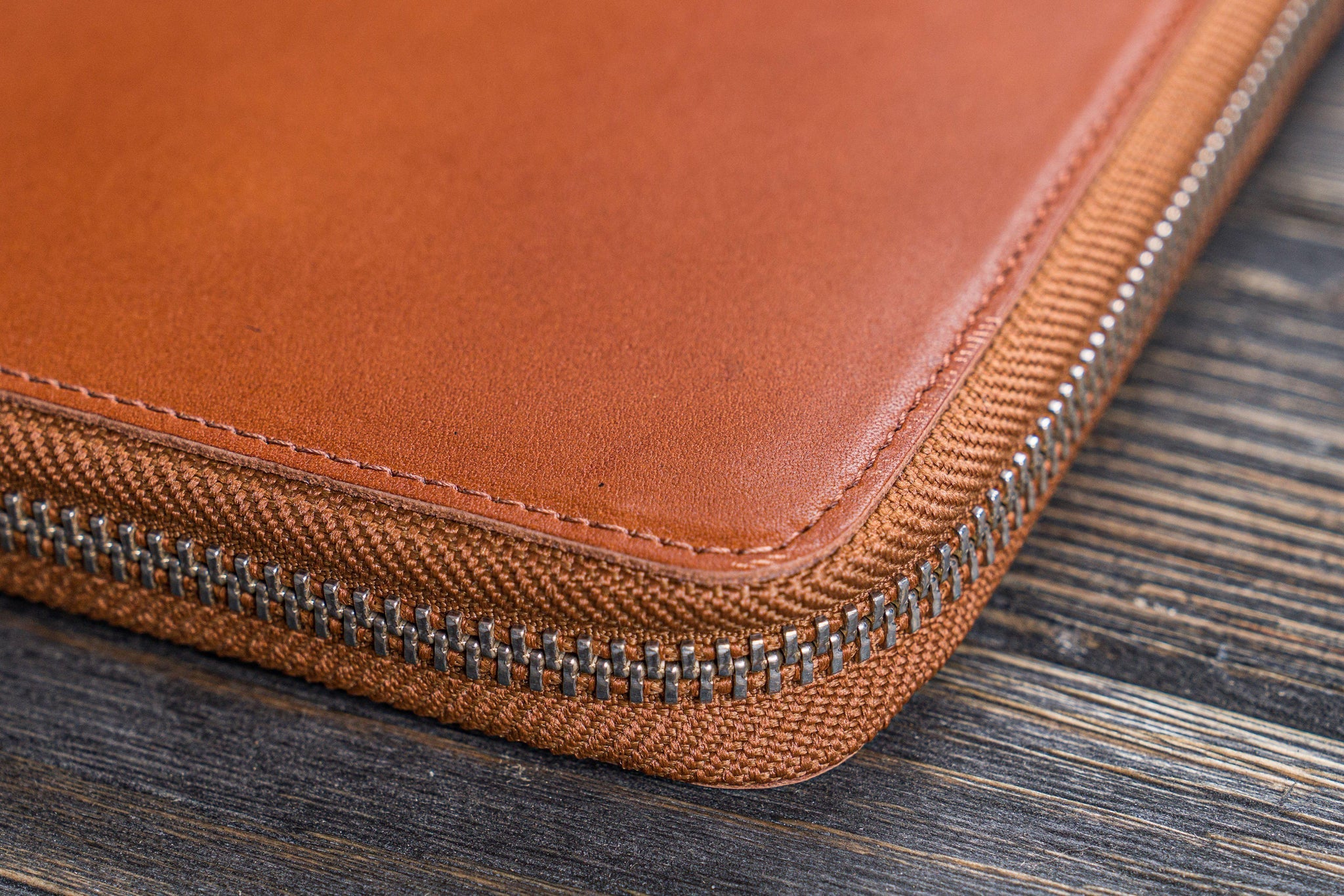 Leather Zippered A5 Notebook Folio - Brown