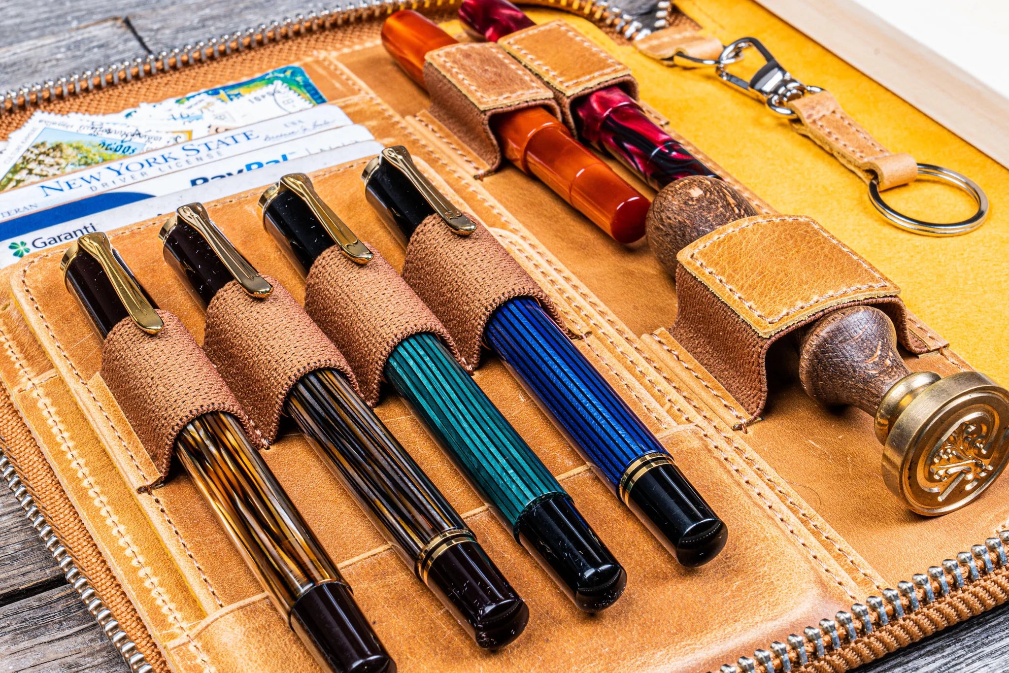 Leather Zippered A5 Notebook Folio - Crazy Horse Honey Ochre