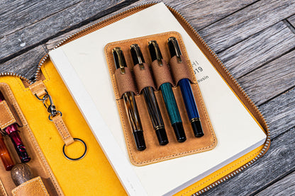 Leather Zippered A5 Notebook Folio - Crazy Horse Honey Ochre