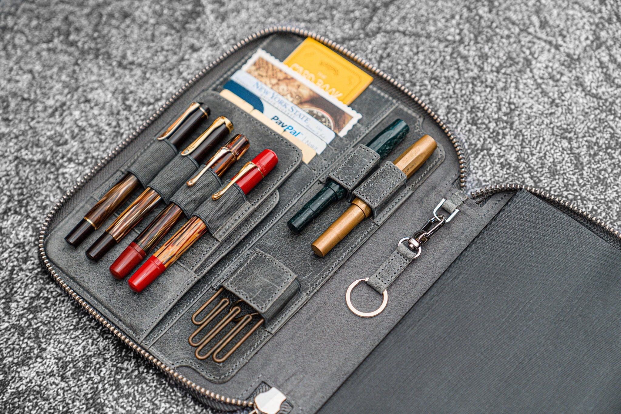 Leather Zippered A5 Notebook Folio - Crazy Horse Smoky