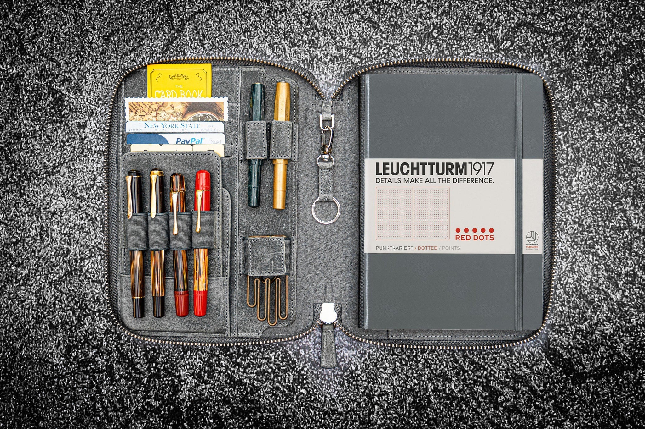 Leather Zippered A5 Notebook Folio - Crazy Horse Smoky