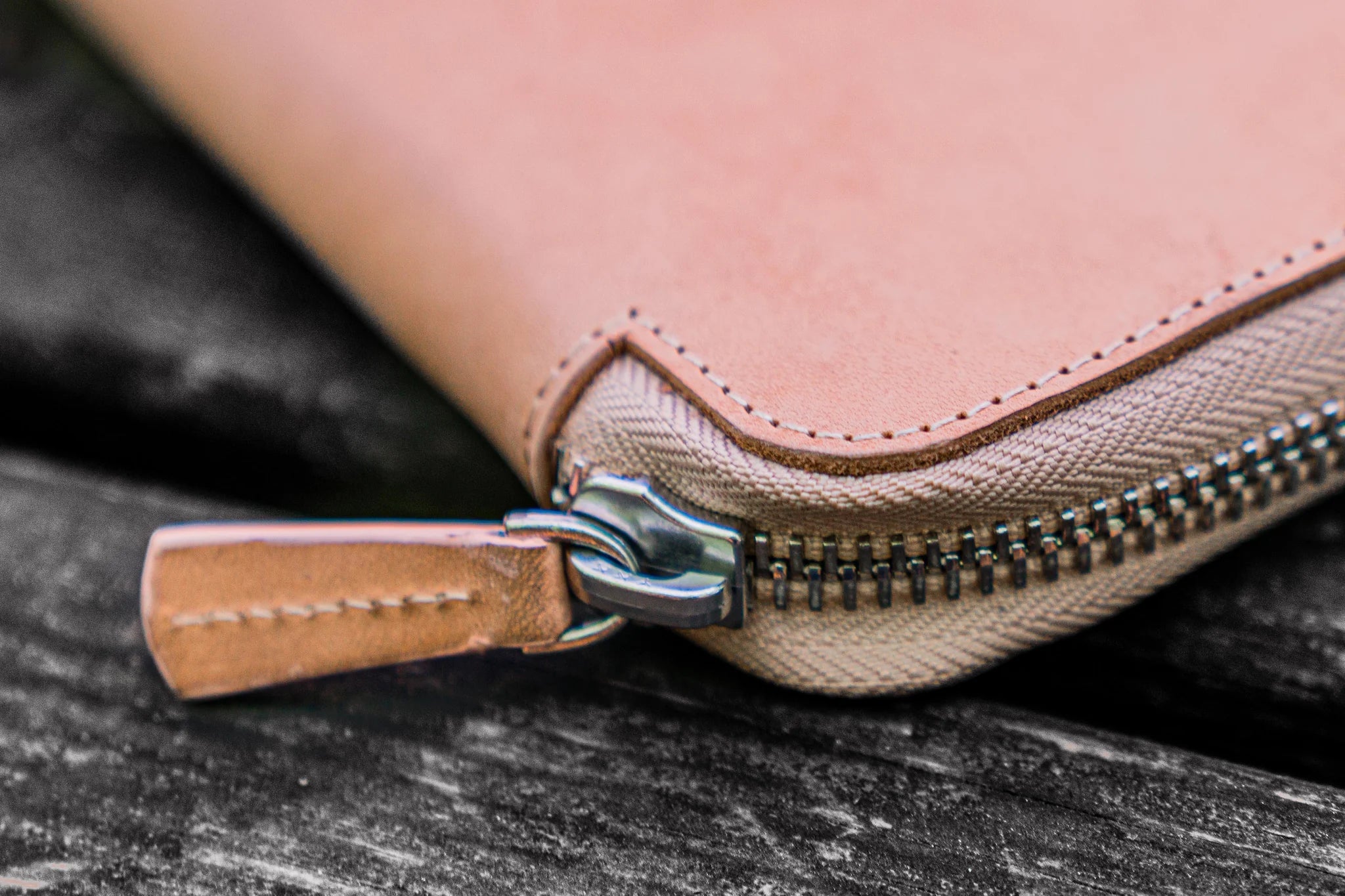 Leather Zippered A5 Notebook Folio - Undyed Leather