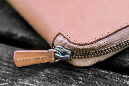 Leather Zippered A5 Notebook Folio - Undyed Leather