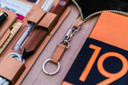 Leather Zippered A5 Notebook Folio - Undyed Leather