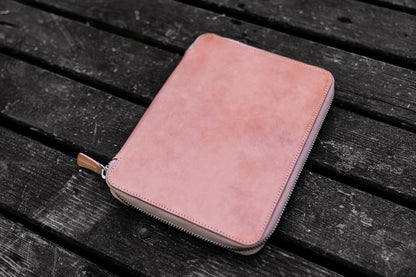 Leather Zippered A5 Notebook Folio - Undyed Leather