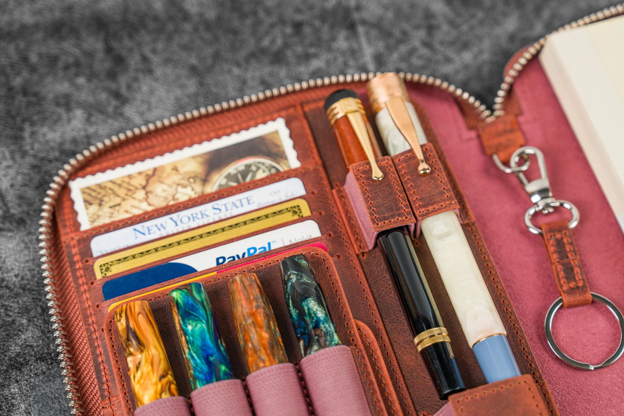 Leather Zippered A5 Notebook Folio - Crazy Horse Orange
