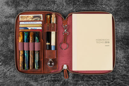 Leather Zippered A5 Notebook Folio - Crazy Horse Orange