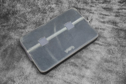 Leather Magnum Opus 12 Slots Hard Pen Case with Removable Pen Tray - Crazy Horse Smoky