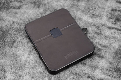 Leather Magnum Opus 6 Slots Hard Pen Case with Removable Pen Tray - Black