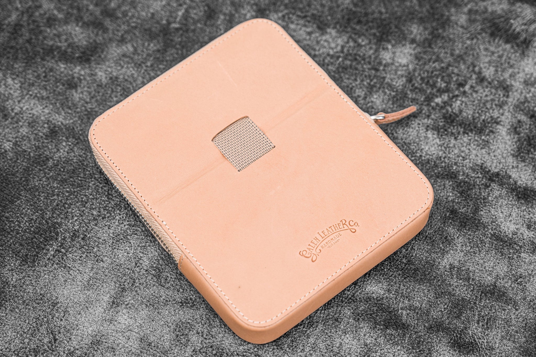 Leather Magnum Opus 6 Slots Hard Pen Case with Removable Pen Tray - Undyed Leather