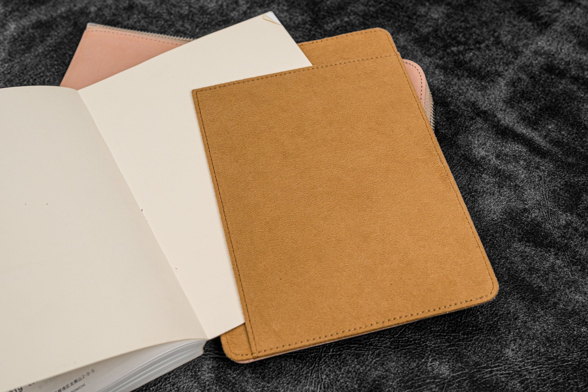 Leather Zippered Writer's Bank Bag - Pen Pouch - Undyed Leather