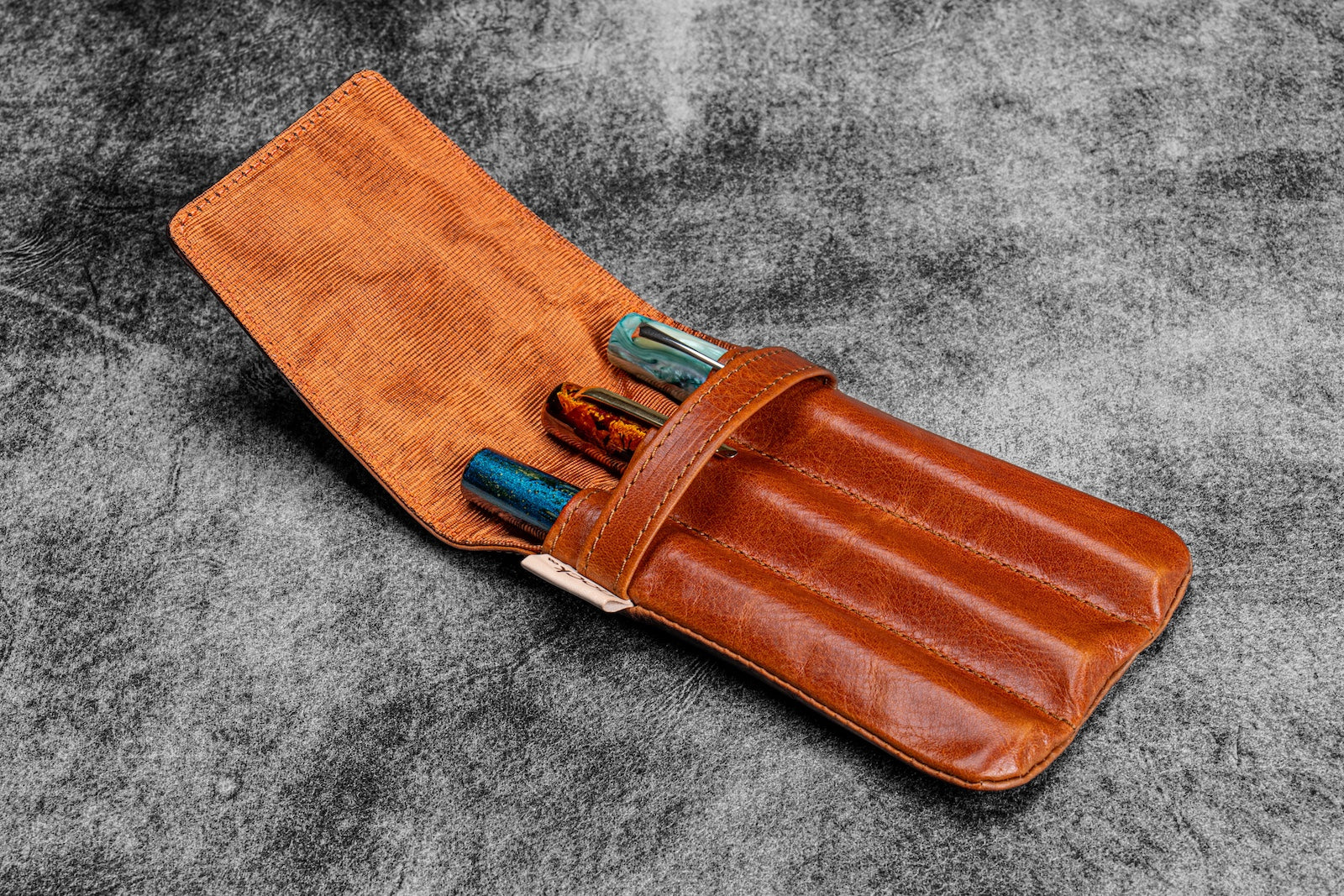 Legacy Collection Galen X Nock Co Leather Lookout Pen Case  - Deep Cognac