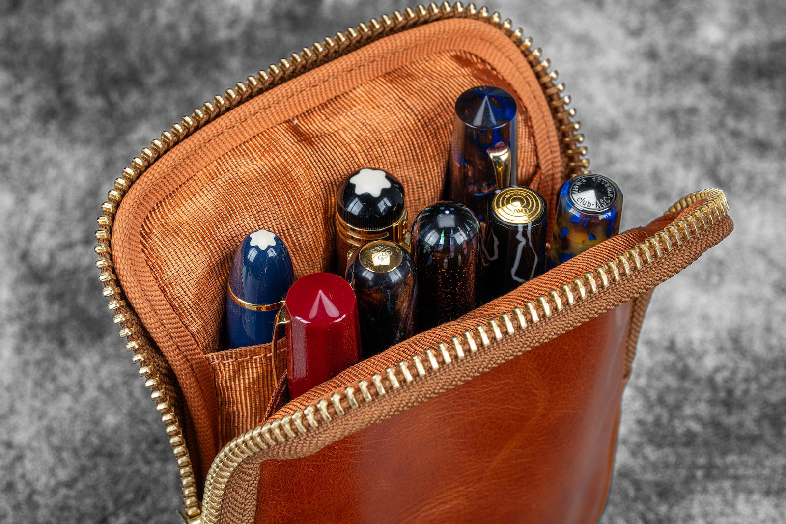 Legacy Collection Galen X Nock Co Leather Sinclair Pen Case  - Deep Cognac